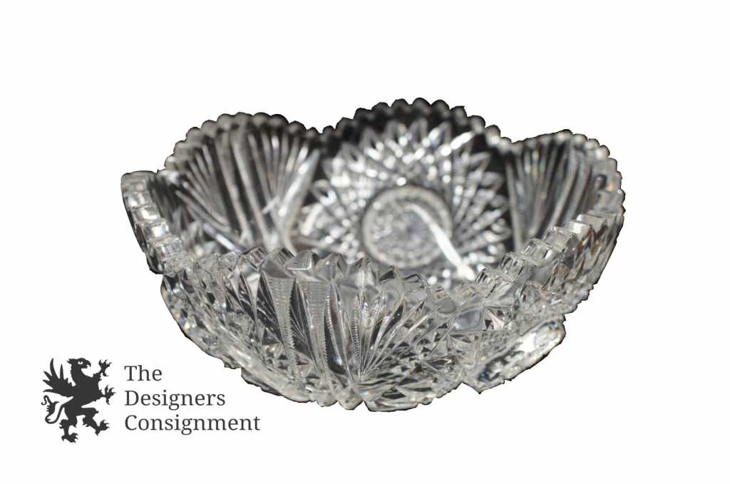 The Designers Consignment Dayton S Premier Gallery 1 Fancy Solid Round American Brilliant Deep Cut Glass Crystal Bowl 8 25 Across