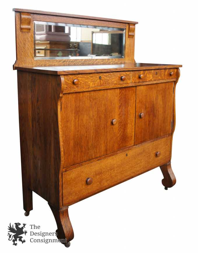 The Designers Consignment Dayton S Premier Gallery Rockford Superior Antique Mission Tiger Oak Mirrored Buffet Sideboard Server